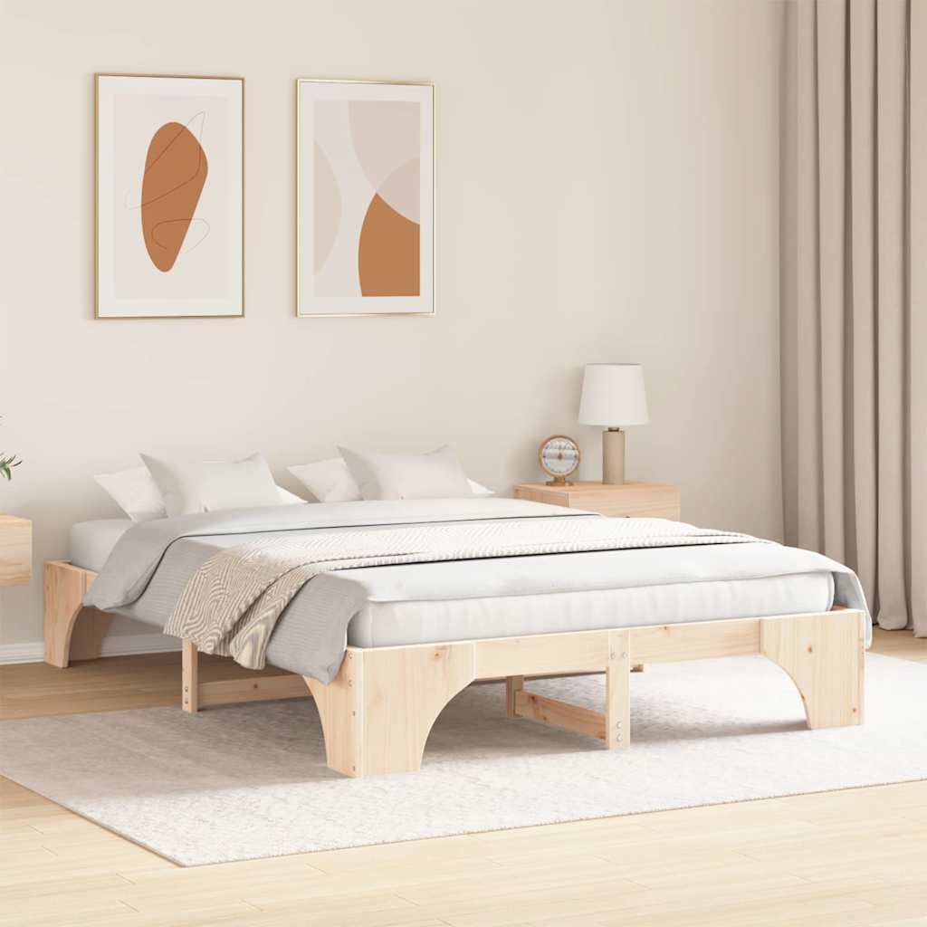 Bettrahmen Natur 150 x 200 cm Massives Kiefernholz