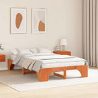 Bettrahmen Wachsbraun 140 x 190 cm Massives Kiefernholz