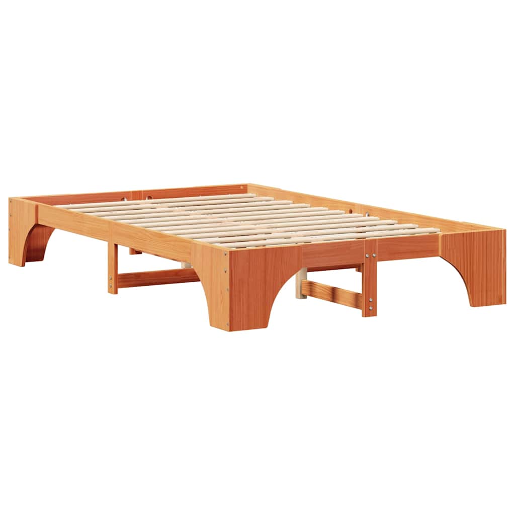 Bettrahmen Wachsbraun 140 x 190 cm Massives Kiefernholz