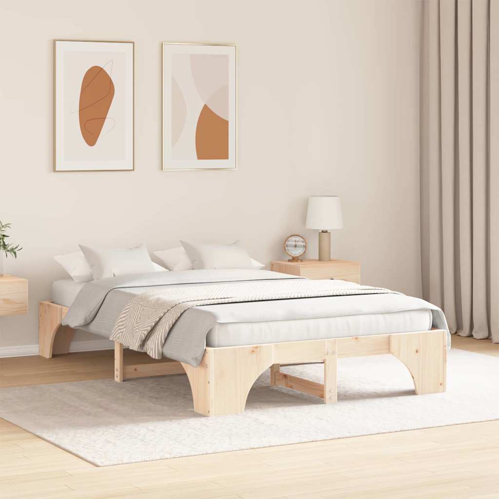 Bettrahmen Natur 135 x 190 cm Massives Kiefernholz