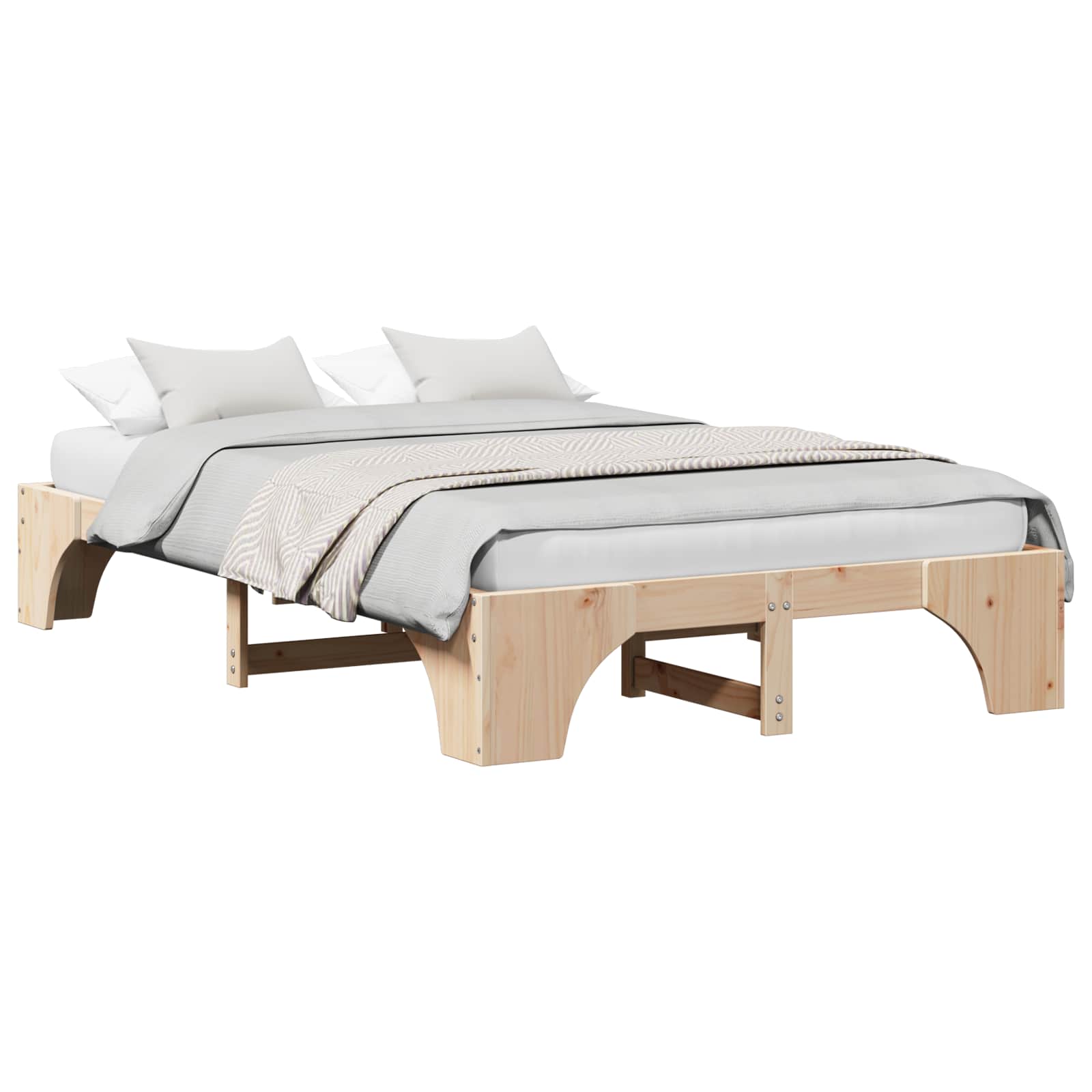 Bettrahmen Natur 135 x 190 cm Massives Kiefernholz