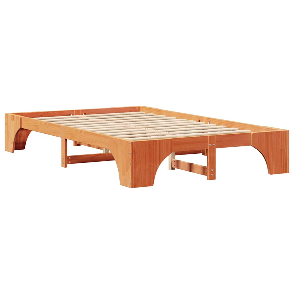 Bettrahmen Wachsbraun 135 x 190 cm Massives Kiefernholz