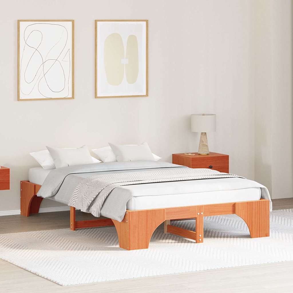 Bettrahmen Wachsbraun 120 x 190 cm Massives Kiefernholz