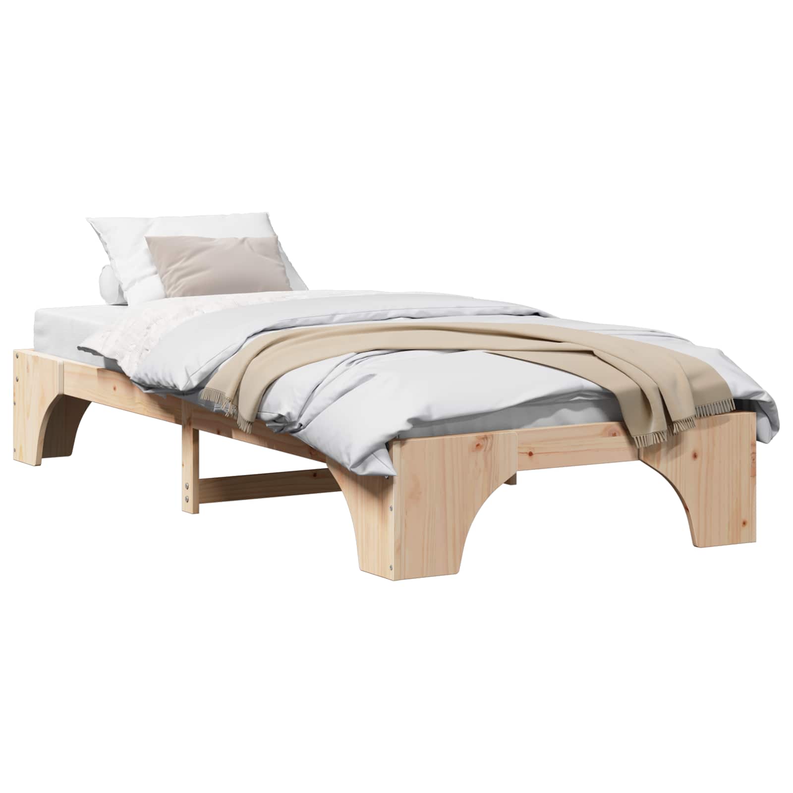 Bettrahmen Natur 75 x 190 cm Massives Kiefernholz