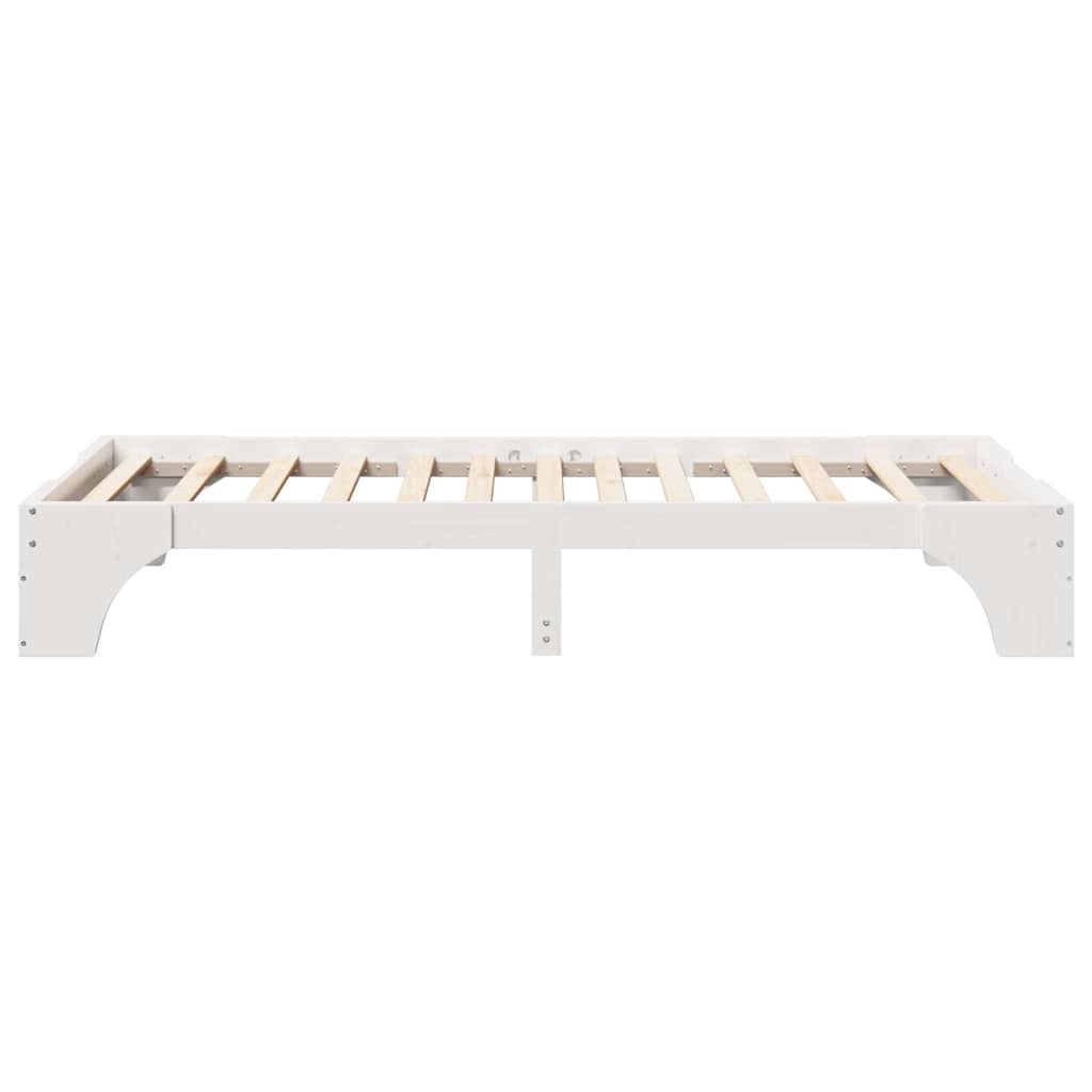 Bettrahmen Weiß 75 x 190 cm Massives Kiefernholz