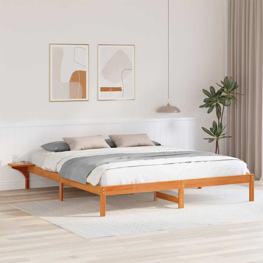 Bettrahmen Wachsbraun 200 x 200 cm Massives Kiefernholz