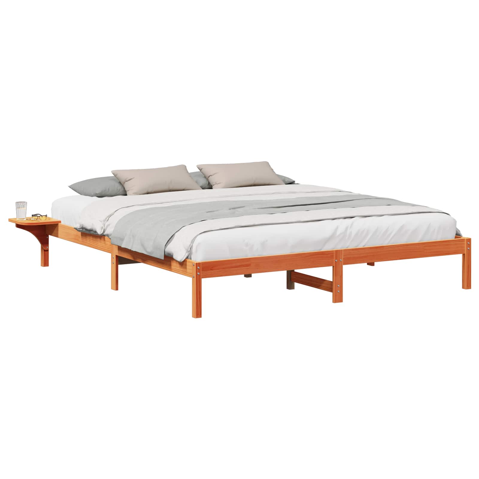 Bettrahmen Wachsbraun 180 x 200 cm Massives Kiefernholz