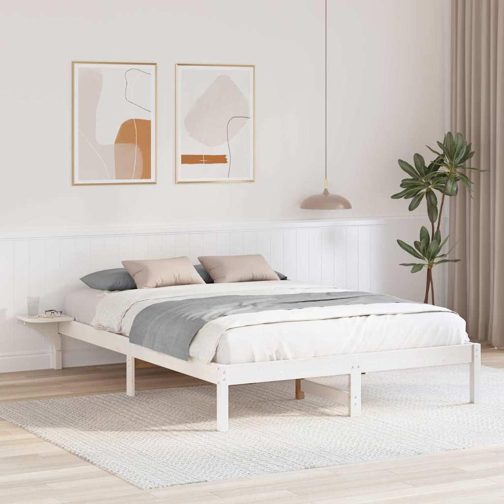 Bettrahmen Weiß 150 x 200 cm Massives Kiefernholz