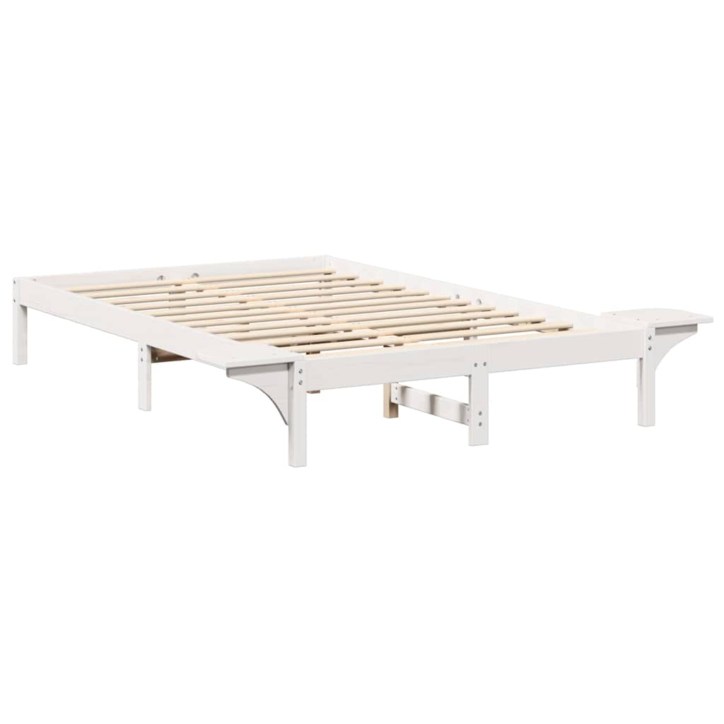 Bettrahmen Weiß 140 x 190 cm Massives Kiefernholz