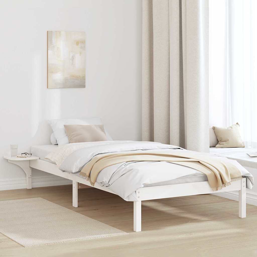Bettrahmen Weiß 90 x 190 cm Massives Kiefernholz