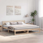 Bettrahmen mit Kopfteil Natur 200 x 200 cm Massives Kiefernholz