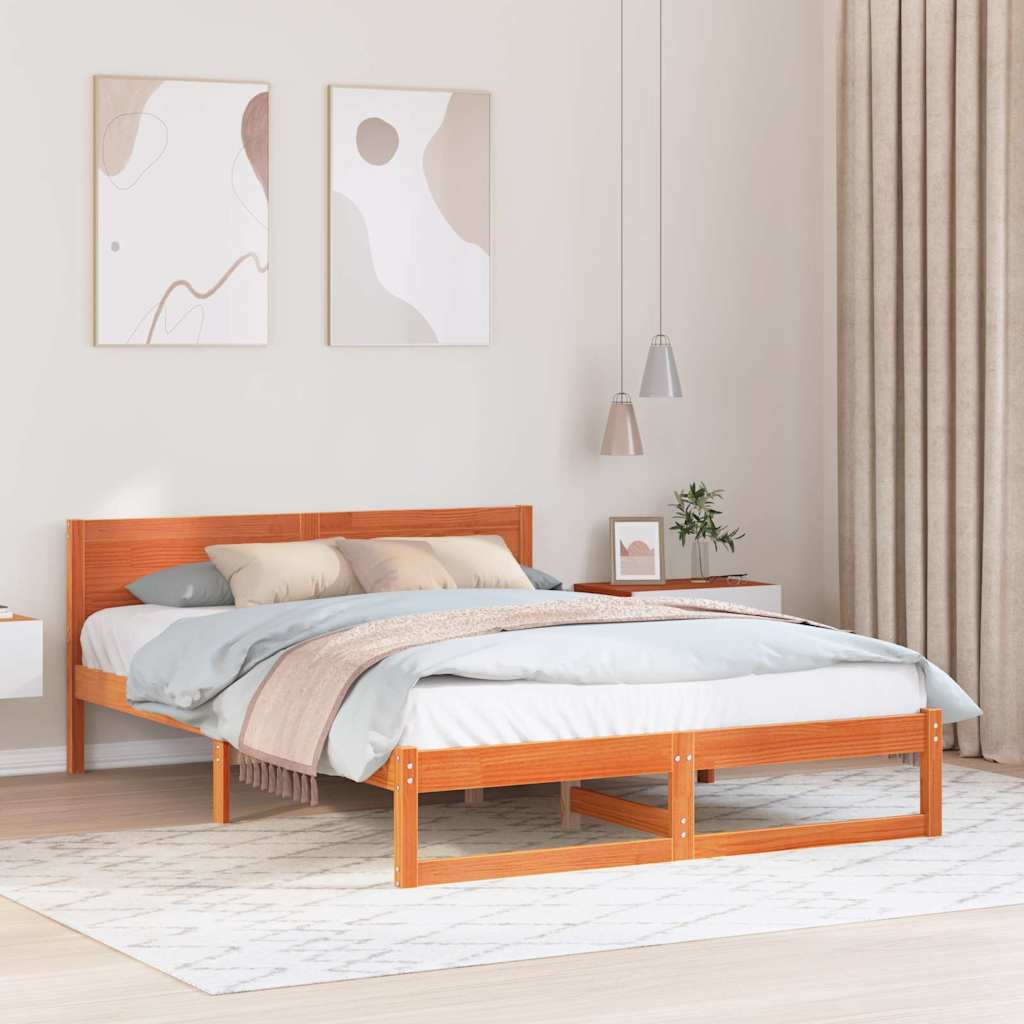 Bettrahmen Wachsbraun 160 x 200 cm Massives Kiefernholz