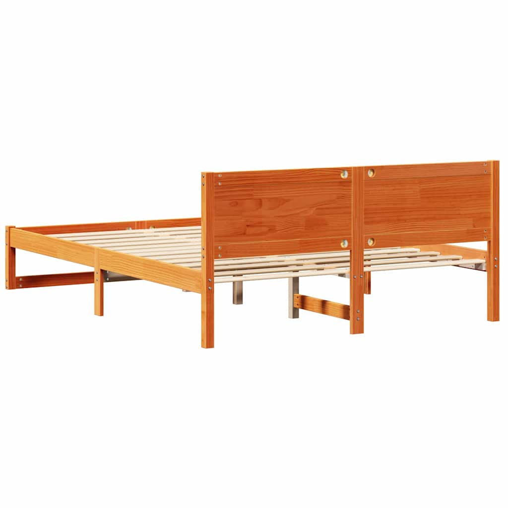 Bettrahmen Wachsbraun 150 x 200 cm Massives Kiefernholz
