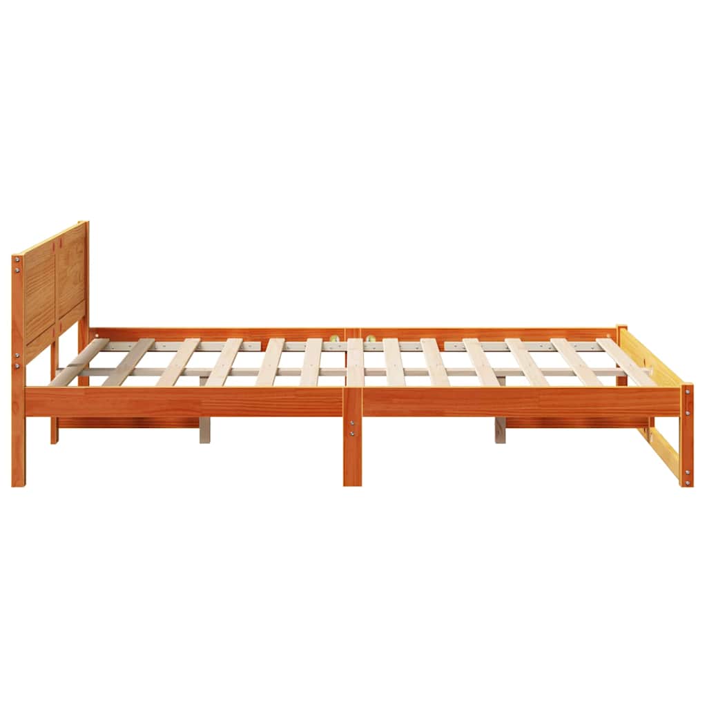 Bettrahmen Wachsbraun 135 x 190 cm Massives Kiefernholz