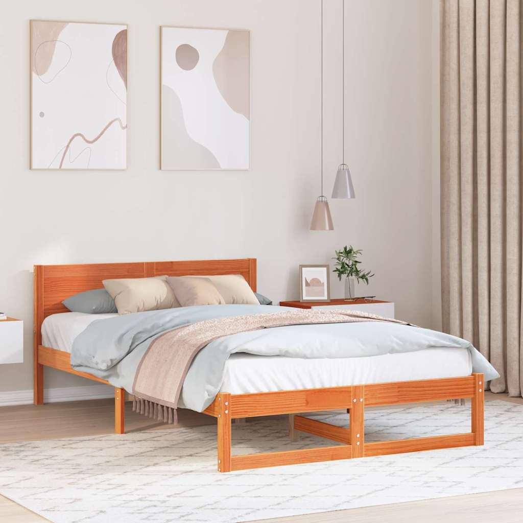 Bettrahmen Wachsbraun 120 x 190 cm Massives Kiefernholz