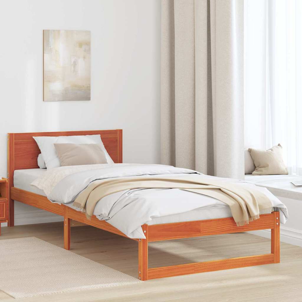 Bettrahmen Wachsbraun 100 x 200 cm Massives Kiefernholz