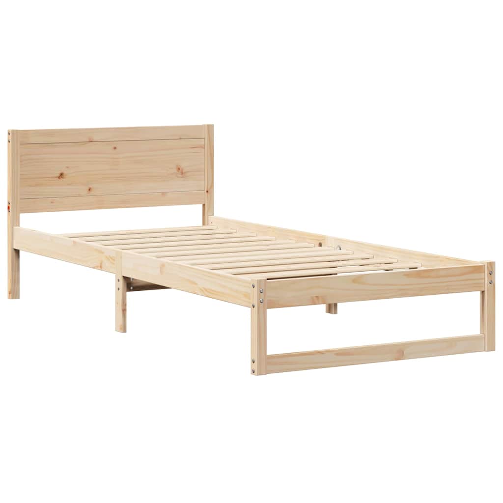 Bettrahmen mit Kopfteil Natur 90 x 200 cm Massives Kiefernholz