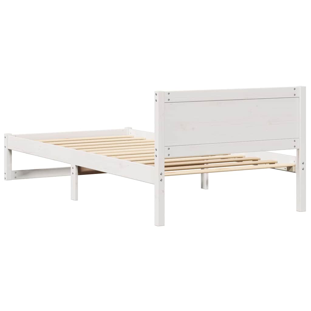 Bettrahmen mit Kopfteil Weiß 80 x 200 cm Massives Kiefernholz