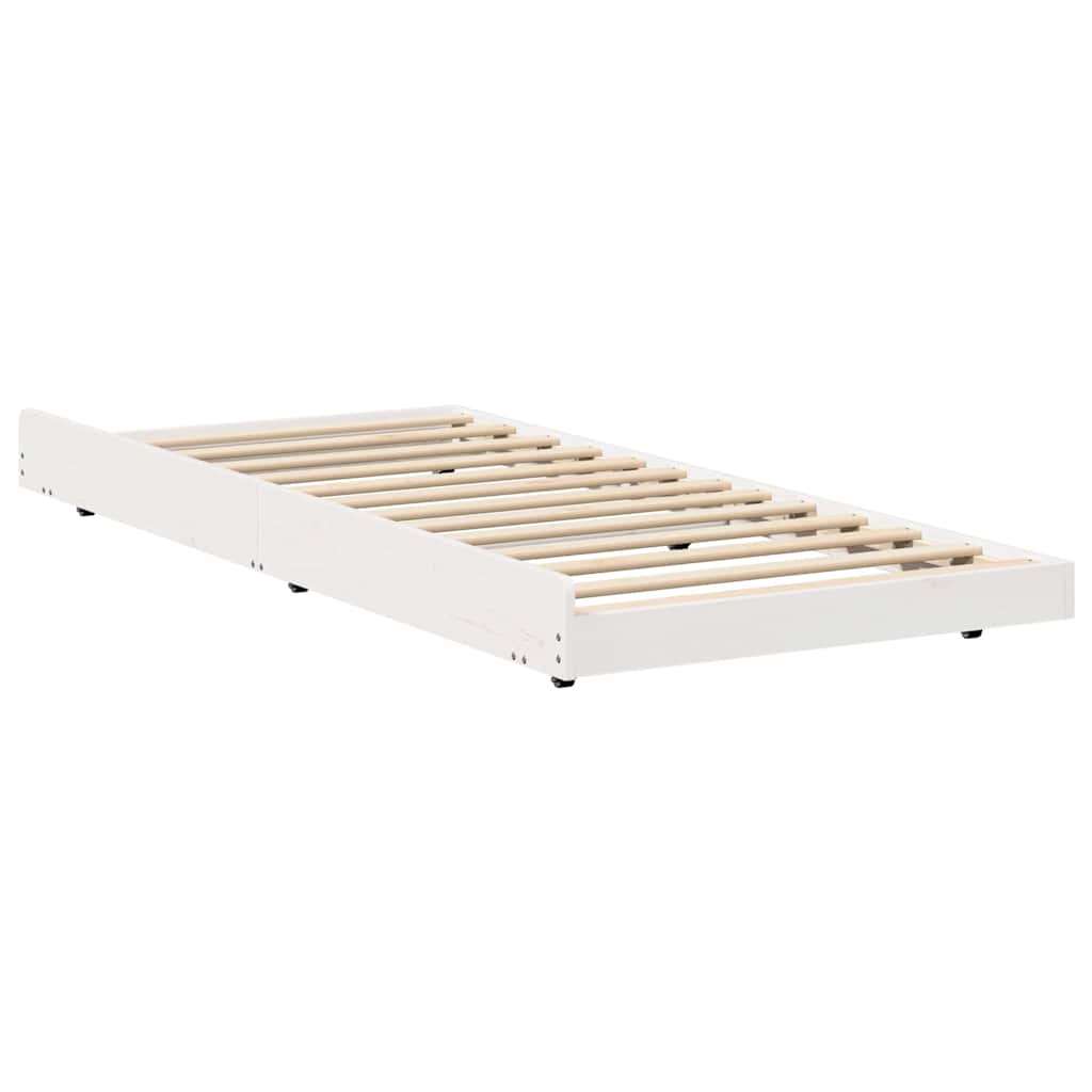 Bettrahmen Weiß 75 x 190 cm Massives Kiefernholz