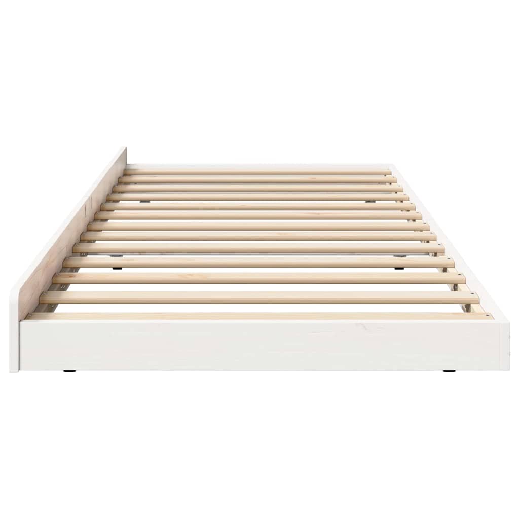 Bettrahmen Weiß 75 x 190 cm Massives Kiefernholz