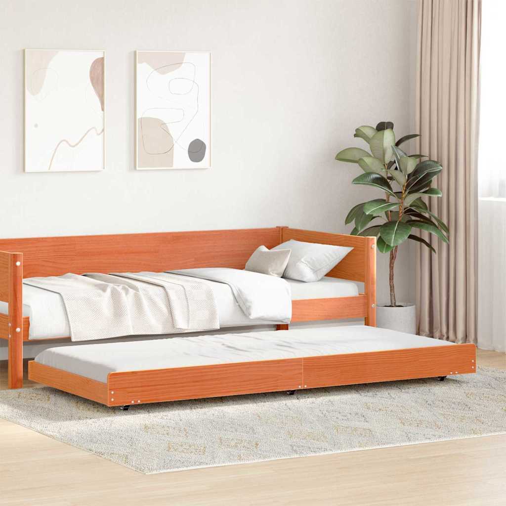 Bettrahmen Wachsbraun 75 x 190 cm Massives Kiefernholz