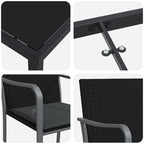 Garten Essgruppe 7 pcs Schwarz und Grau PE-Rattan