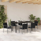 Garten Essgruppe 7 pcs Schwarz und Grau PE-Rattan