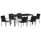 Garten Essgruppe 7 pcs Schwarz und Grau PE-Rattan