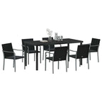 Garten Essgruppe 7 pcs Schwarz und Grau PE-Rattan