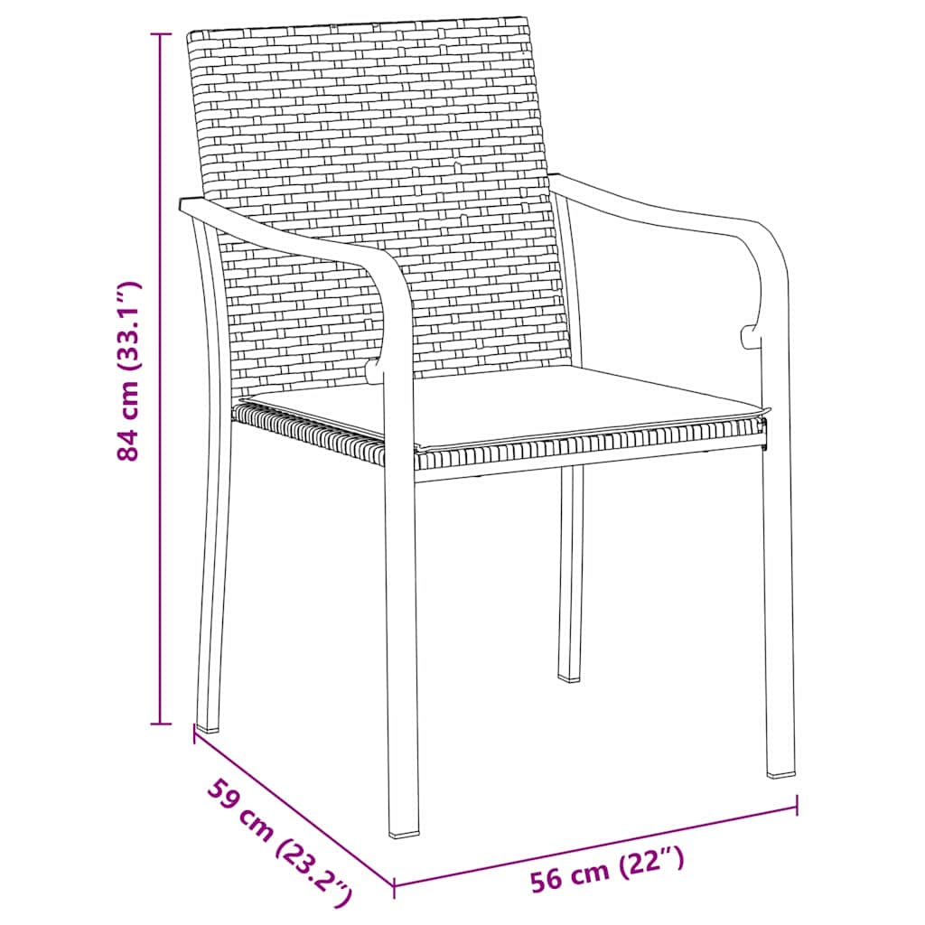 Garten Essgruppe 7 pcs Schwarz und Grau PE-Rattan