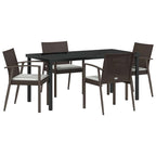 Garten Essgruppe 5 pcs Braun und Schwarz PE-Rattan