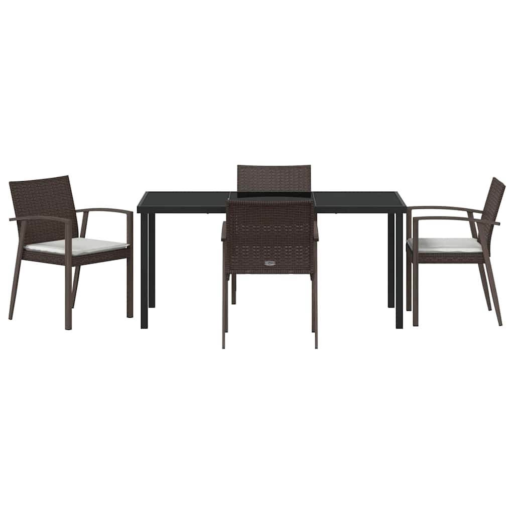 Garten Essgruppe 5 pcs Braun und Schwarz PE-Rattan