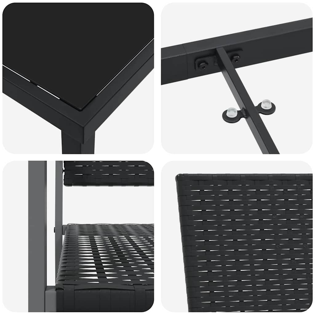 Garten Essgruppe 5 pcs Schwarz PE-Rattan