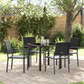 Garten Essgruppe 5 pcs Schwarz PE-Rattan