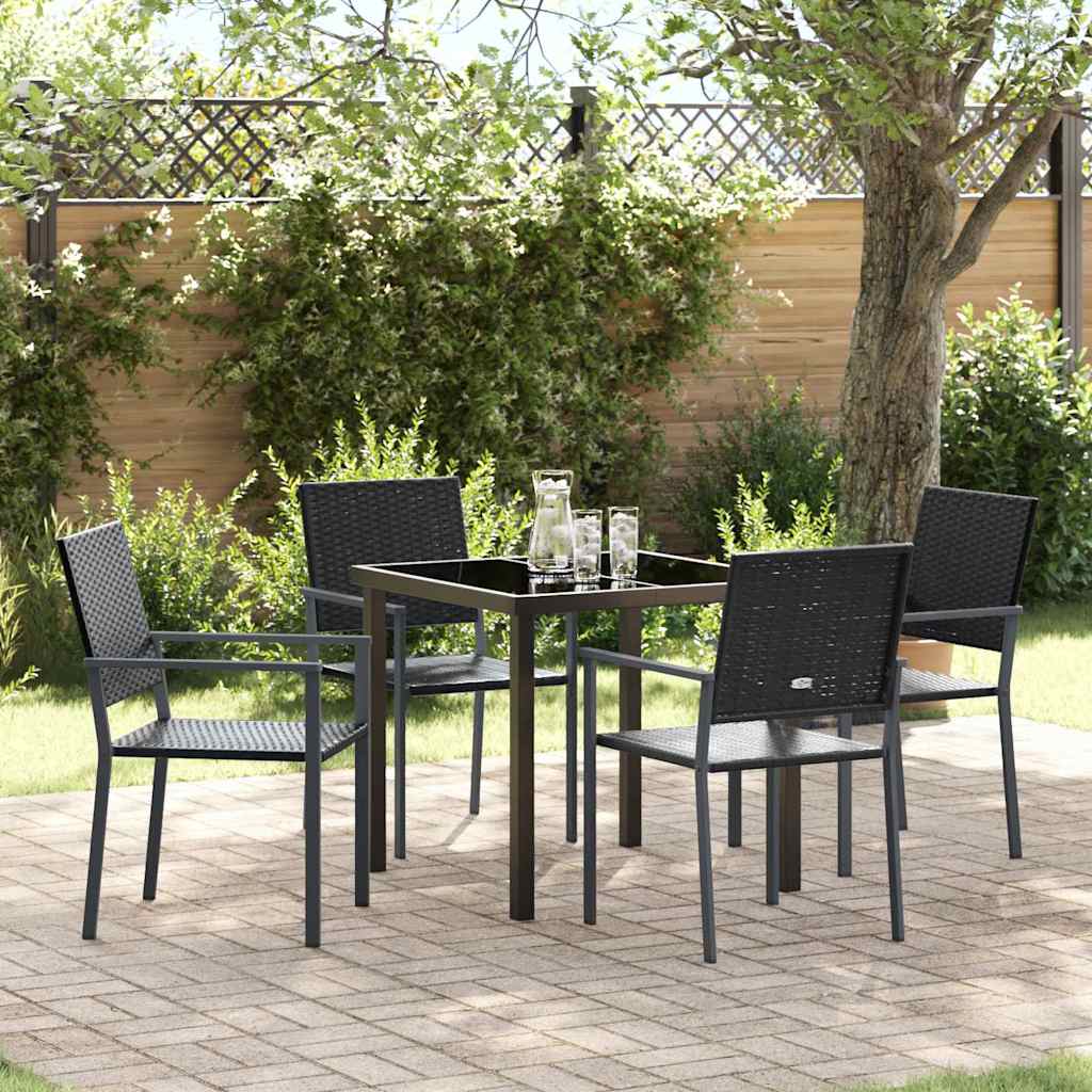 Garten Essgruppe 5 pcs Schwarz PE-Rattan