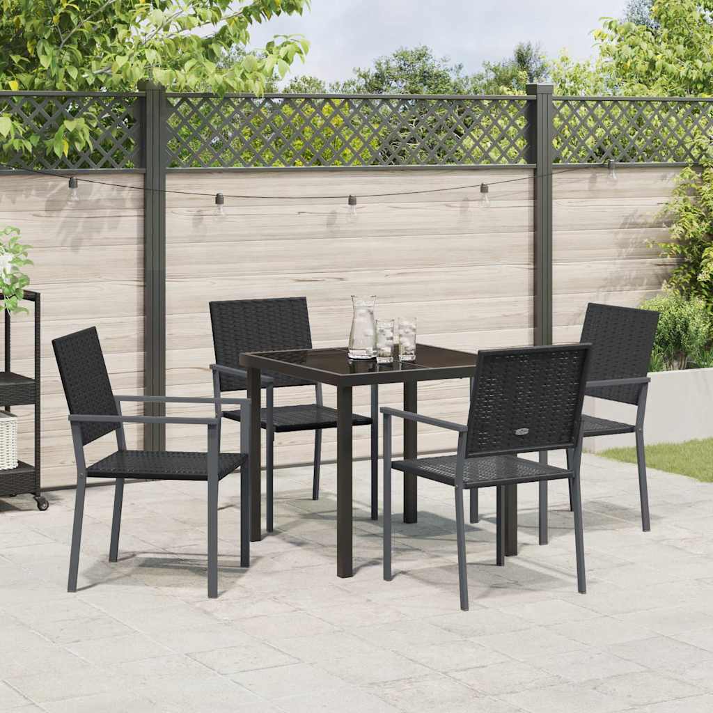 Garten Essgruppe 5 pcs Schwarz PE-Rattan