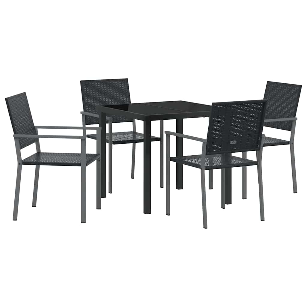 Garten Essgruppe 5 pcs Schwarz PE-Rattan