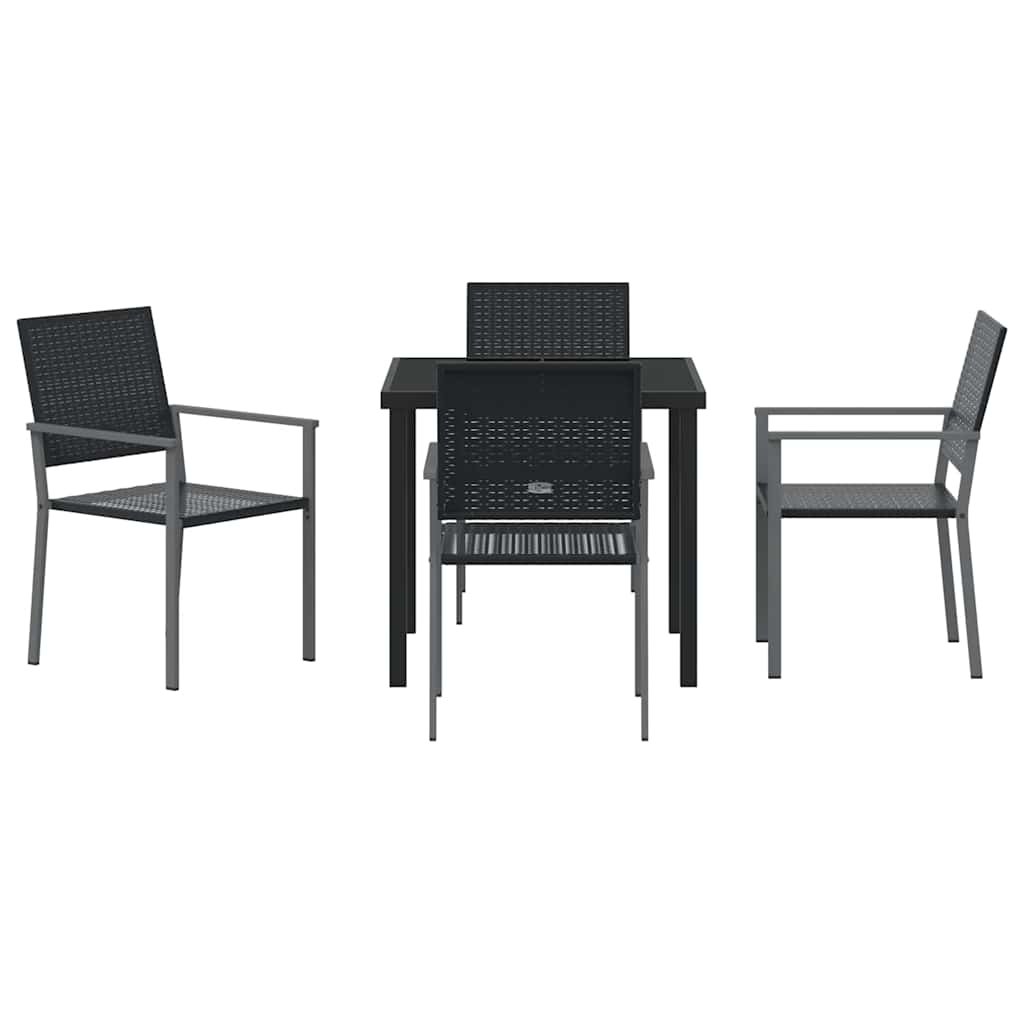 Garten Essgruppe 5 pcs Schwarz PE-Rattan