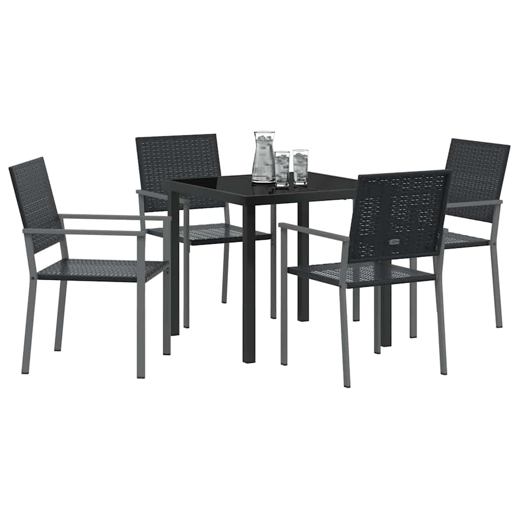 Garten Essgruppe 5 pcs Schwarz PE-Rattan