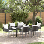 Garten Essgruppe 7 pcs Braun und Schwarz PE-Rattan