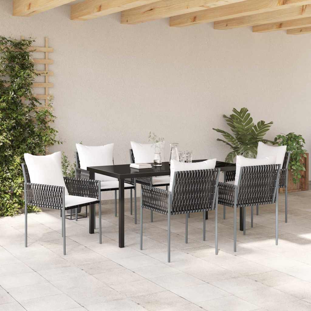 Garten Essgruppe 7 pcs Braun und Schwarz PE-Rattan