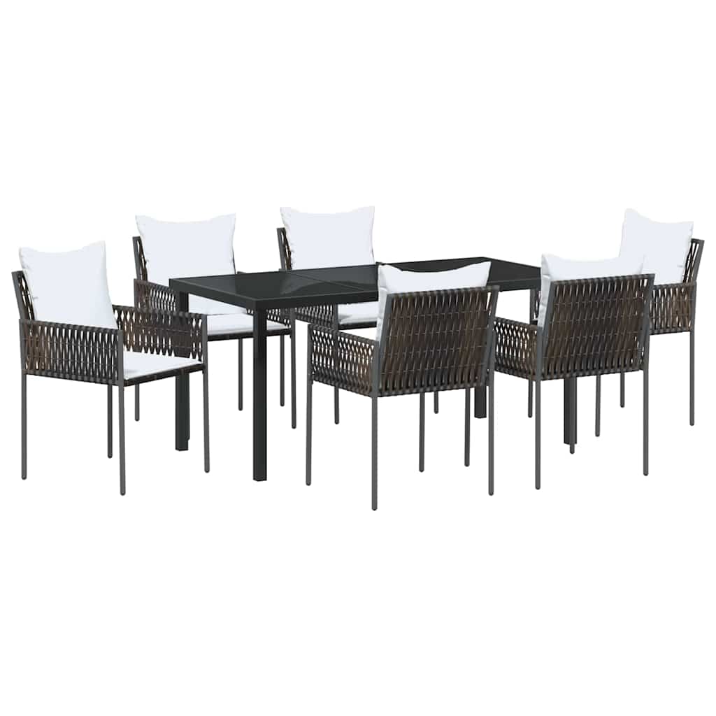 Garten Essgruppe 7 pcs Braun und Schwarz PE-Rattan