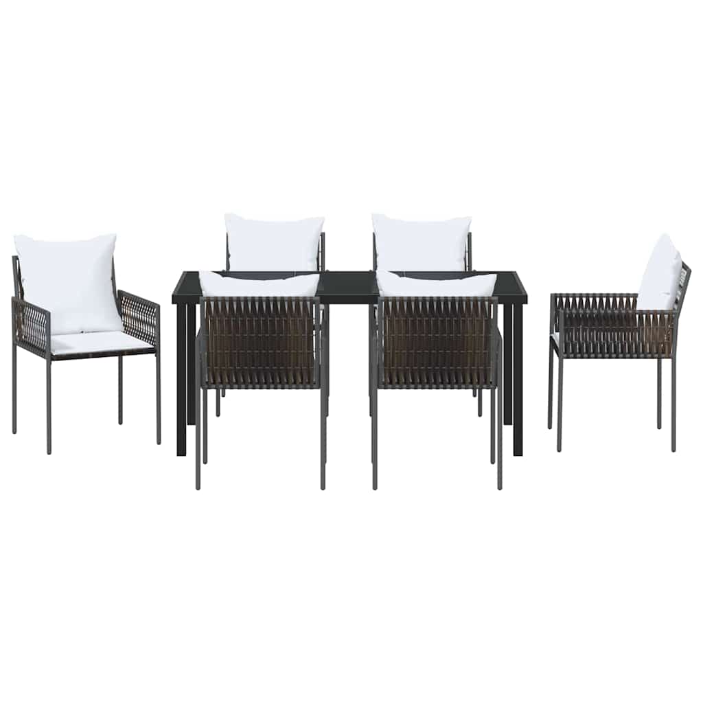 Garten Essgruppe 7 pcs Braun und Schwarz PE-Rattan