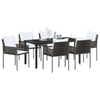 Garten Essgruppe 7 pcs Braun und Schwarz PE-Rattan