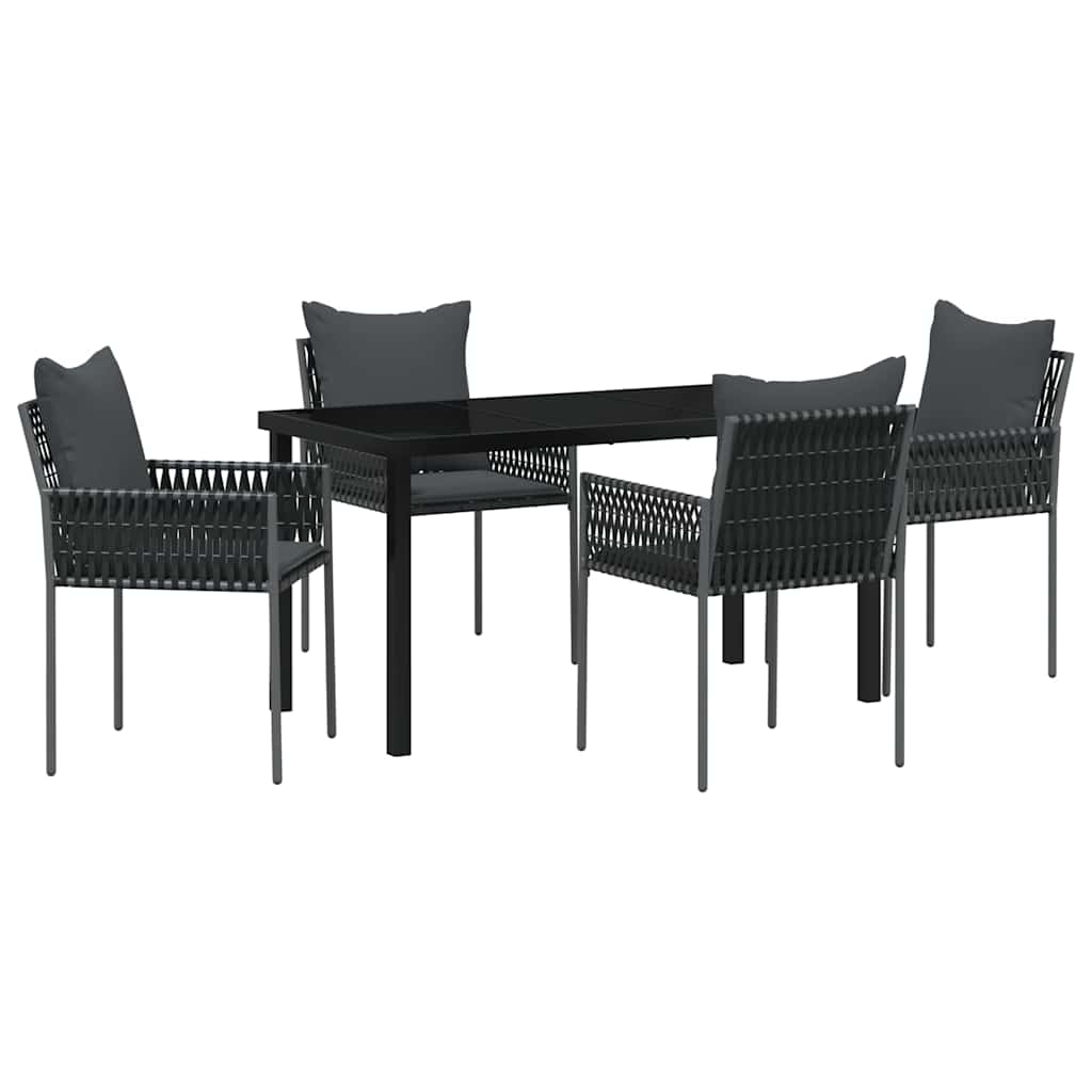 Garten Essgruppe 5 pcs Schwarz und Grau PE-Rattan