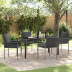 Garten Essgruppe 5 pcs Schwarz und Grau PE-Rattan