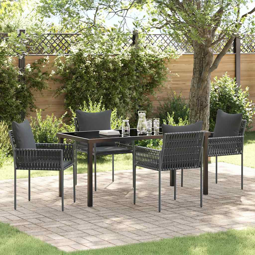 Garten Essgruppe 5 pcs Schwarz und Grau PE-Rattan
