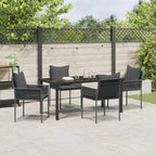 Garten Essgruppe 5 pcs Schwarz und Grau PE-Rattan