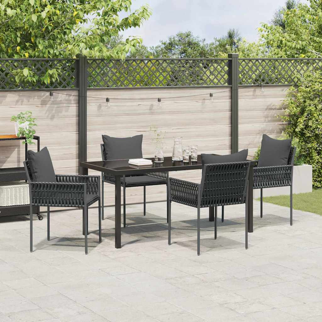 Garten Essgruppe 5 pcs Schwarz und Grau PE-Rattan