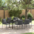 Garten Essgruppe 7 pcs Schwarz und Grau PE-Rattan